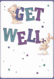 This get well card radiates a playful, optimistic spirit that feels right at home in Watford. Two adorable characters-a soft, smiling teddy bear and a lively puppy-spring forward from the card, each balancing and supporting the large, colourful letters of 'Get Well.' The deep indigo and lively teal hues glow against the creamy background, recalling the colourful vibrancy found in Watford's weekend flower markets. Touches of textured, illustrated fur make the bear and puppy irresistibly embraceable, inviting comfort that extends far beyond words. Stars in shimmering blues and purples dance across the scene, casting a gentle, hopeful light reminiscent of early evening in Oxhey Woods. Altogether, this card becomes an emotional salve-a visual expression of warmth, care, and the spirit of recovery, perfect for anyone in need of encouragement amid the bustle and community heart of Watford.